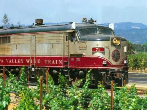 Napa Valley Wine Train travels along the rail route in the valley